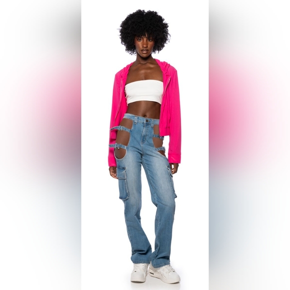 NWT AKIRA 2-piece Women's Pink Mesh Joggers & Hoodie, Size 2X. - Picture 6 of 12